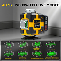 Niveau laser professionnel 360° autonivelant, ligne verte, électronique, auto-nivelant, 4D, 16 lignes