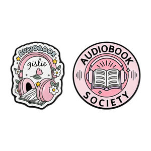 Broche de la Société des Audiolivres, épingles en émail, mode, casque rose, broches Gislie, badge de sac, badge de revers, bijoux pour les amoureux des livres, <span class=keywords><strong>cadeau</strong></span> - Product Image 1