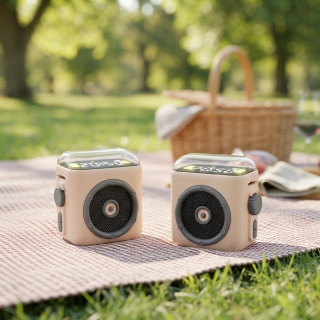 New Retro Mini Speaker Magnetic Back Clip Portable Cartoon Small Speaker Outdoor Desktop Use