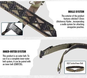 Ceinture tactique Emersongear réglable à dégagement rapide en nylon noir Molle ultra-légère pour hommes - Product Image 4