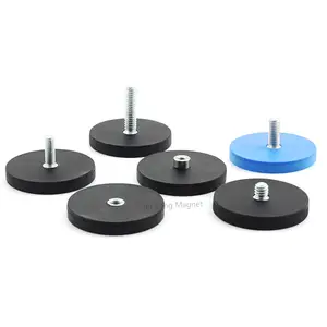 Custom D22 D43 D44 D66 D88 Holding Tools Powerful Magnetic Mounting Base ABS Rubber Coated Neodymium Pot Magnet For Taxi Sign