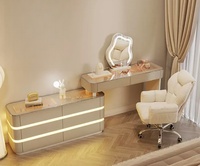 Nouvelle commode en bois au design moderne avec grand miroir LED, coiffeuse de haute qualité avec grand rangement, table de maquillage, meuble de chambre à coucher