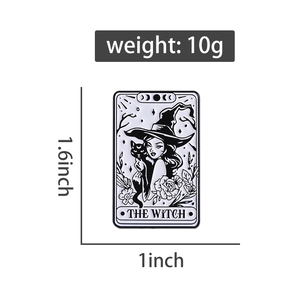 Die Hexe Tarot Karten Emaille Pin Gothic Mystic Witchy Vibes Schwarze Katze Metall Brosche Revers Rucksack Abzeichen Schmuck Geschenk für Freunde - Product Image 6