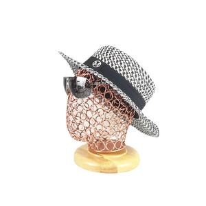 Cabeza <span class=keywords><strong>de</strong></span> Maniquí <span class=keywords><strong>de</strong></span> Malla Metálica, Cabeza <span class=keywords><strong>de</strong></span> Maniquí <span class=keywords><strong>de</strong></span> Alambre Metálico, Estilo Dorado y Plateado, <span class=keywords><strong>Hierro</strong></span> con Base <span class=keywords><strong>de</strong></span> Madera Nueva, Soporte Único <span class=keywords><strong>de</strong></span> Rosa, Unisex, Alta Calidad - Product Image 2