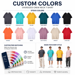 Camiseta Personalizada de Algodón 100% de 260 g/m², Cuello Redondo, Estilo Urbano, Holgada, para Hombre - Product Image 3