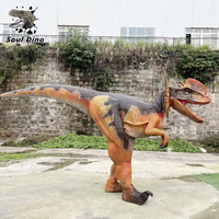 Costume de dinosaure Dilophosaurus marron réaliste et interactif, personnalisé, professionnel, pour adulte, idéal pour les parcs d'aventure (modèle 2026)