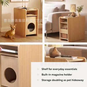 Mesa de Centro de Madera con Cama para Gatos, Mesa Auxiliar Multifuncional, Casa para Mascotas Pequeñas, Escondite para Gatos en el Dormitorio - Product Image 4