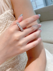 Anillo de Diamantes Naturales Reales de Oro Blanco de 18K LUOWEND para Mujer - Product Image 5