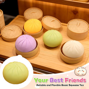 Cute Smile Face Bun Bao Pu <b>Squishy</b> Stress Ball Simulation Food Dumpling Fidget Toy Unisex 14 Years & up - Product Image 5