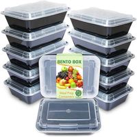 Boîtes repas micro-ondables noires, 1 compartiment, sans BPA, nouvelle génération, pour préparation de repas, bento, 38 oz, fournisseur de boîtes alimentaires en PP