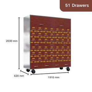 Armoire de stockage de médicaments de phytothérapie chinoise en acier inoxydable de style traditionnel avec roues pour les cliniques hospitalières et les pharmacies - Product Image 2