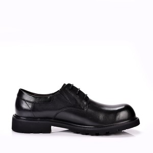 High-end quality men's business leather shoes with thick soles, cowhide round-<b>toe</b> lace-up leather casual shoes - Product Image 2