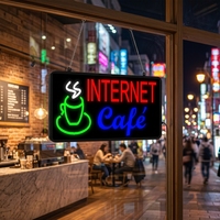 Enseigne Néon Publicitaire Lumineuse LED Genilight pour Café - Alimentation par Batterie, Animation Personnalisable, Multicolore, Garantie 1 An, pour Vitrine