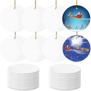 <b>Christmas</b> <b>Tree</b> Decoration Round Star Heart Snow Shape Ornaments Ceramic White Blanks Pendant for Sublimation - Product Image 1