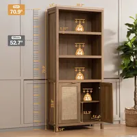 Personnaliser américain bibliothèque en bois salon vintage rotin armoire décorative français double porte salle à manger côté stockage casier