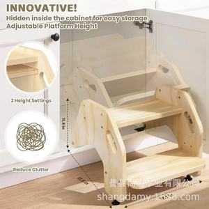 Wooden <b>bathroom</b> <b>stool</b>, children's wash <b>stool</b>, Montessori learning tower, kitchen standing <b>stool</b>, toddler toilet footstool - Product Image 5