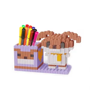 BB FUNHOUSE أقلام حمل لطيفة على شكل كلب مع الأذن الطويلة باللون الأرجواني، وحدات صغيرة لتجميع الأدوات المكتبية الإبداعية للطلاب