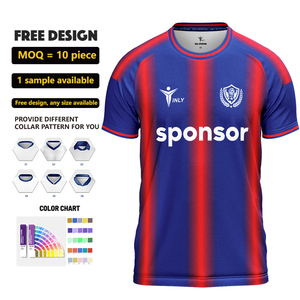 Maillot de football personnalisé avec logo brodé pour hommes, OEM ODM, sublimation, t-shirt de sport, vêtements de football, col rond - Product Image 1