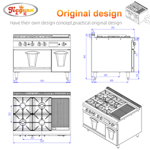 Durevole gamma a Gas a 4 fuochi commerciale con Grill e forno-costruito per un uso pesante quotidiano in steakhouse e punti per barbecue - Product Image 6