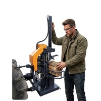 Mesin Pemroses Kayu Bakar Tugas Berat 5.5kW 7.5kW Motor Listrik PTO Hybrid Pembelah Kayu Vertikal Sistem Sambungan 3 Titik