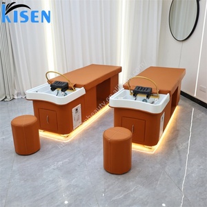 Équipement de salon commercial Kisen, lit de lavage de luxe avec circulation d'eau avancée, pommeau de douche apaisant, table de massage spa - Product Image 3