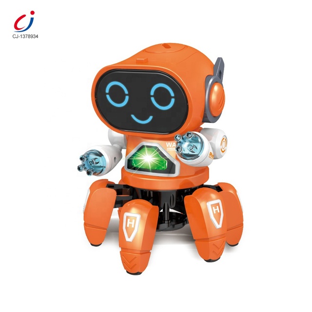 Chengji Funny Interactive Robot Cartoon Educational Lighting and Music Six Claw Battery Operated Walking Robot for Kids