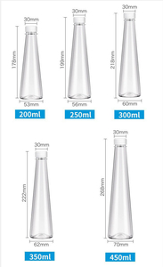 Cone Hình dạng thon nhựa chai nước trái cây 140ml 200ml 250ml 300ml 350ml 450ml nhựa chai rượu với tùy chỉnh nắp - Product Image 3