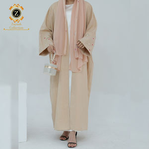 Zaynab Abaya abierta musulmana para mujer con bordado árabe de manga larga tela de poliéster transpirable-Four Season Dubai <span class=keywords><strong>moda</strong></span> Islámica - Product Image 1