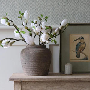 مزهرية زهور من السيراميك بتصميم فني ريفي عالي الجودة ، مزهريات ديكور منزلي حديثة فريدة من نوعها ، مزهريات حجري للمنزل وديكور الطاولة - Product Image 1