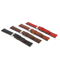 Bracelet de montre en cuir de veau italien Ming Fung personnalisé, couleur bordeaux brossé à la main, style vintage, 16/18/20/22/24 mm, boucle à ardillon 3-2,5 mm