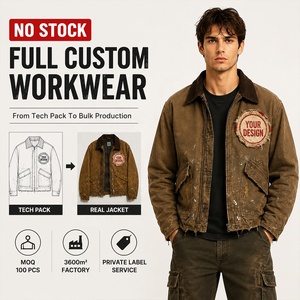 OEM Custom Manufacturer <strong>Men's</strong> Winter <strong>Trucker</strong> Workwear <strong>Jackets</strong> Distressed Twill Duck Canvas Paint Splatter Vintage Patch <strong>Jacket</strong> - Product Image 1