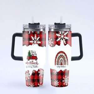 Christmas Gift 40OZ Custom Color Travel Vacuum <b>Flasks</b> Coating Stainless Steel Tumbler <b>with</b> Handle and <b>Straw</b> Mugs - Product Image 5