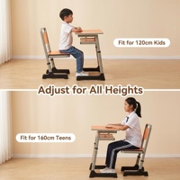 Ensemble de bureau et chaise d'école réglables et durables avec plateau élargi et épais, pieds antidérapants, mobilier pour salles de classe et centres de formation