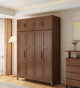 Modern Wooden Wardrobe With Flat Panel Hinged Doors Freestanding Large Capacity <b>Bedroom</b> <b>Storage</b> <b>Cabinet</b> Scandinavian Design - Product Image 3