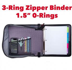 Free Sample BSCI 700 Sheets Large Capacity Waterproof School Zipper <b>Binder</b> D-<b>Ring</b> Zip up <b>Binder</b> Bag with Handle - Product Image 5