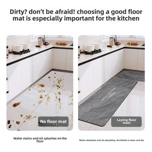 Alfombrilla de suelo de cocina de barro de diatomeas de mármol moderna, antideslizante, de poliéster, PVC, absorbente de aceite de agua, resistente a las manchas, alfombrilla para puerta de baño - Product Image 4