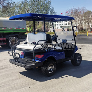 Carrito de golf eléctrico azul de 4 plazas con techo y neumáticos todoterreno para uso en exteriores - Product Image 3