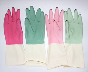 Suncend Spray/flock doublé écailles de poisson poignée roulée manchette deux couleurs gants de ménage - Product Image 6