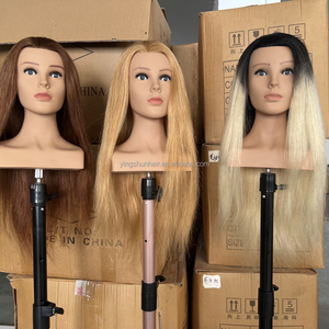 Tête de Mannequin à Coiffer avec Épaules en Cheveux Humains Longs, Tête d'Apprentissage et d'Entraînement au Coiffage, Mannequin de Coiffure - Product Image 5