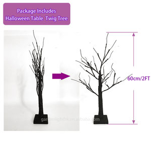 Árbol Decorativo de Plástico con Luces LED para Mesa de Halloween, 2 Pies, Ramas Negras, Luces LED Púrpuras, Funciona con Pilas, para el Hogar, Casa Embrujada, Fiesta - Product Image 2