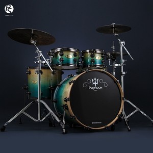 Batterie de percussions PowerSound PS nouvelle série Poseidon, kit de batterie laqué en <span class=keywords><strong>érable</strong></span>/noyer hybride, pour la pratique <span class=keywords><strong>à</strong></span> domicile, la scène, batterie acoustique - Product Image 2