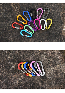 Phẳng hình bầu nhỏ Carabiner kim loại móc khóa leo núi khóa mùa xuân Snap móc 50mm dây cổng nhôm Carabiner - Product Image 6