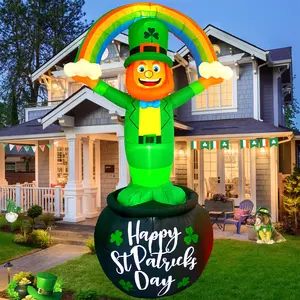 Gökkuşağı açık bahçe dekorasyonu ile St. Patrick günü şişme Blown up Leprechaun adam özelleştirmek
