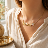Collar con Nombre Personalizado de Acero Inoxidable, Colgante Gótico con Placa de Nombre y Foto, Cadena de Eslabones para Mujer