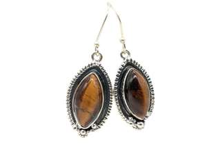 Pendientes Hechos a Mano de Plata de Ley 925 con Ojo de Tigre Natural Genuino, Joyería Étnica Bohemia para Mujer, Proveedor Mayorista al por Mayor - Product Image 5