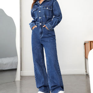 Combinaison classique ample élégante personnalisée pour femmes avec couverture <span class=keywords><strong>en</strong></span> <span class=keywords><strong>jean</strong></span> pour femmes - Product Image 5