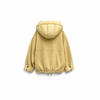 Chaqueta Acolchada de Lana para Mujer - Abrigo Híbrido de Invierno con Materiales Mixtos, Parka Acolchada en Amarillo Mostaza - Logotipo Personalizado