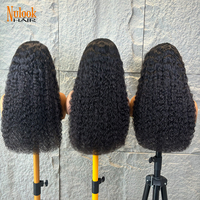 Pelucas Rizadas Sin Pegamento de Densidad Completa, Cabello Humano, Encaje Frontal, Pelucas Brasileñas de Grado 12A, Pelucas con Encaje Frontal HD para Mujeres Negras