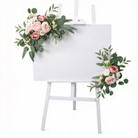 Décoration de table moderne en plastique avec arche de roses artificielles, arrangement floral fait main, panneau de bienvenue personnalisé RHD