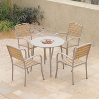 Ensemble de jardin moderne en acier Meiqi, couleur champagne, table et chaises, ensemble de barbecue, résistant aux intempéries, pour jardin, patio, villa, salon
